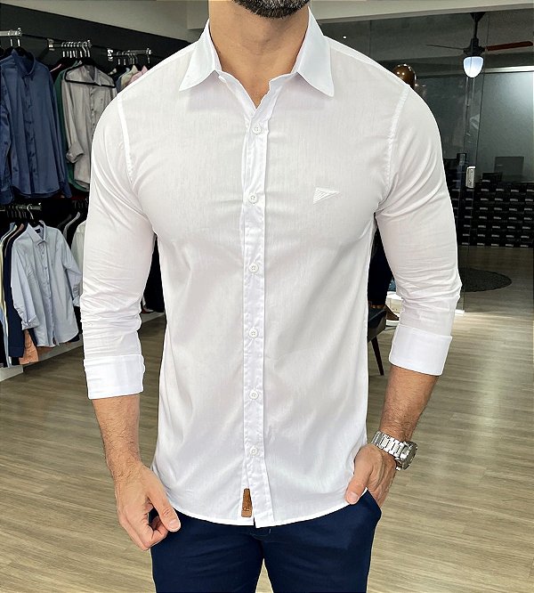 Camisa slim fit elegant marinho - Moda Masculina