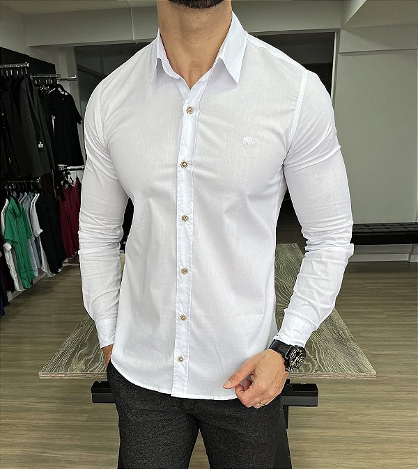 Camisa tricoline Lucca branco - Moda Masculina