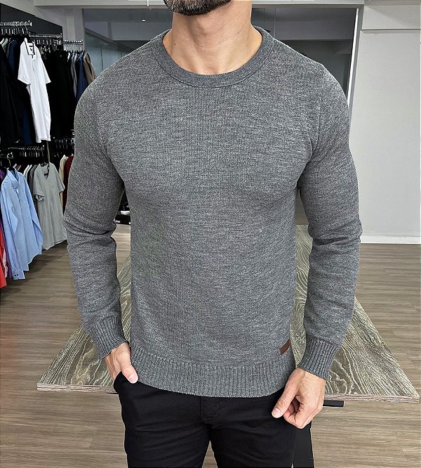 Suéter tricot MEF cinza - Moda Masculina