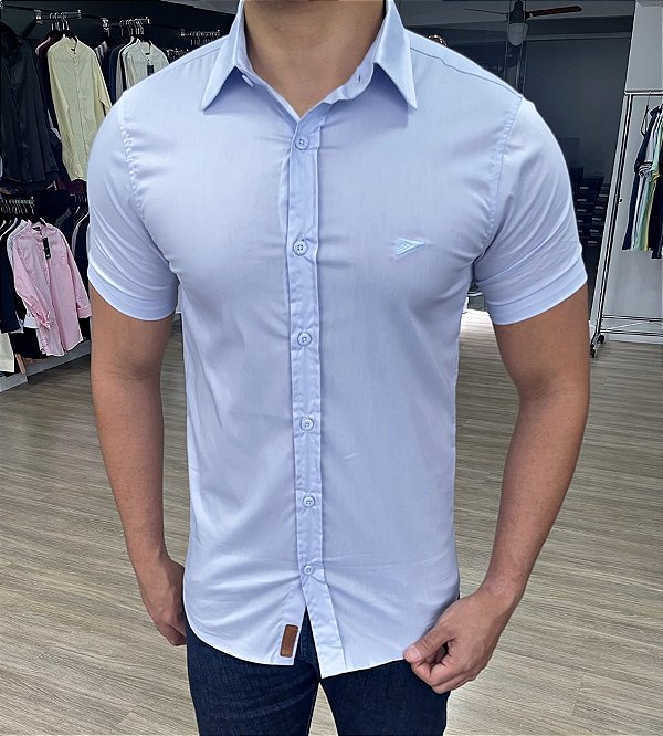 Camisa M C Slim Fit Elegant Azul BB