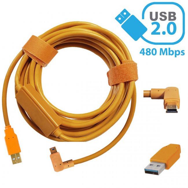Cabo USB 3.0 Normal para Mini-B 2.0 laranja 5m