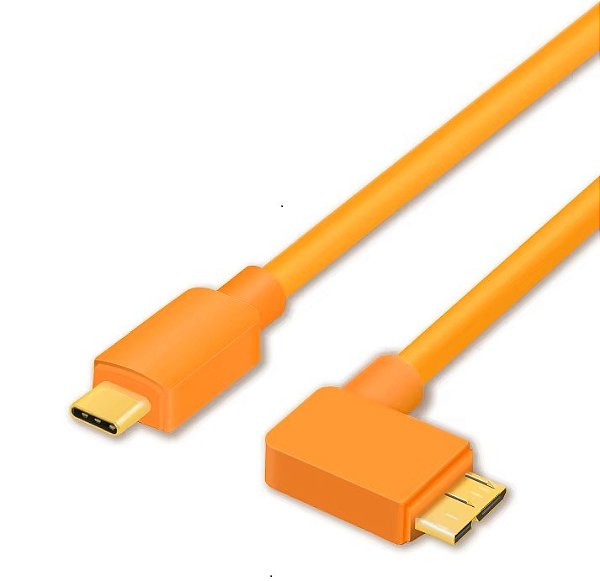 Cabo Tether USB-C para Micro-B de 5m Laranja – Profissional para Tethered