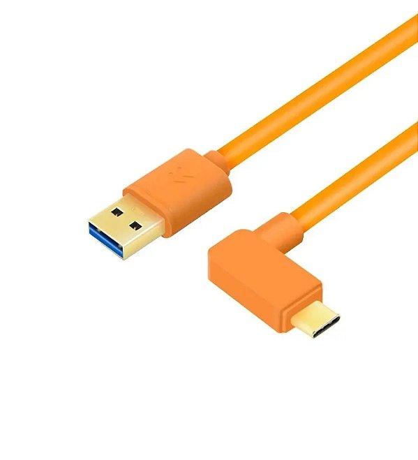 Cabo Tether USB-C para USB 3.0 de 5m Laranja Profissional
