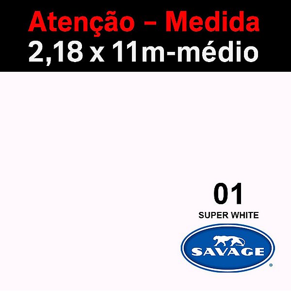 Fundo Infinito Papel Branco Super White 1 Savage 2,18 x 11m - Médio