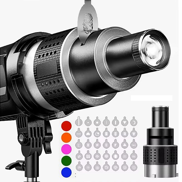 Snoot Óptico com Montagem Bowens e 34 Efeitos Visuais – Para LED e Flash de Estúdio