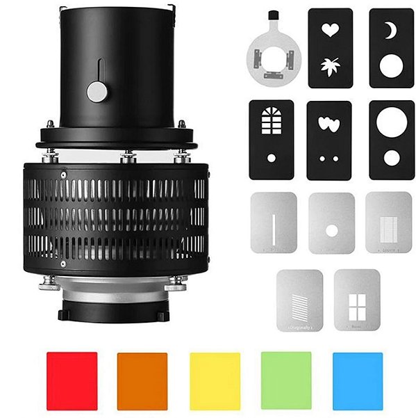 Snoot Óptico Profissional Bowens com 16 Efeitos de Luz Criativos – Em Alumínio