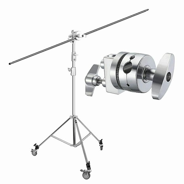 Tripé Profissional Greika FCS288S com Rodinhas + Boom Girafa Inox