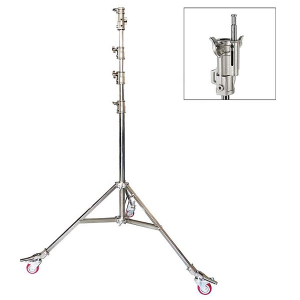 Tripé Profissional 4,2m com Rodas | Aço Inox Ultra Resistente