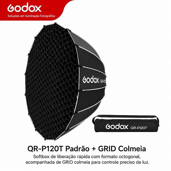 Softbox Parabólico 120cm Godox QR-P120T Quick Release com Grid