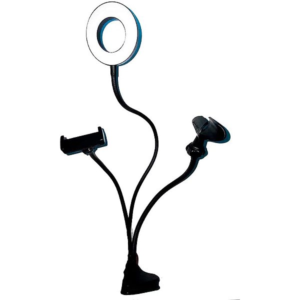 Iluminador Ring Light com Adaptador para Smartphone e Microfone Greika AL-06II