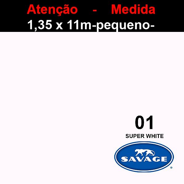 Fundo Pequeno Papel Branco Super White 1 - 1,35x11m - Savage
