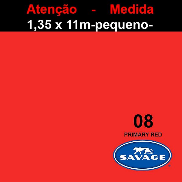 Fundo Pequeno Papel Vermelho Primary Red 8 - 1,35x11m - Savage