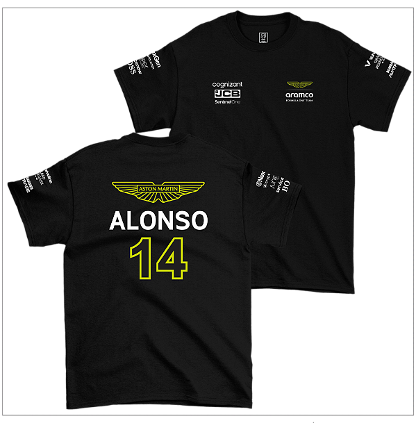 Camiseta Aston Martin Alonso Preta