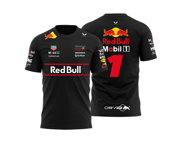 Camiseta Red Bull Racing Max Verstappen Preta 2025