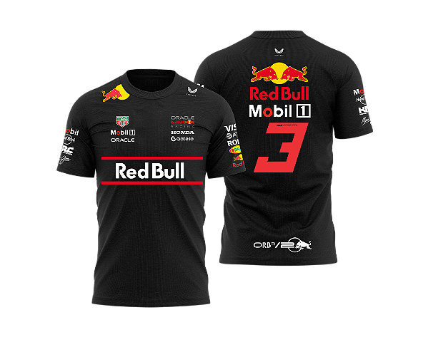 Camiseta Red Bull Racing Max Verstappen 3 Preta 2025