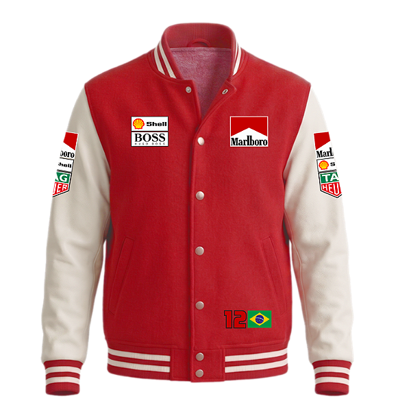 Moletom Varsity Marlboro 12 Off White/Vermelho (unissex)