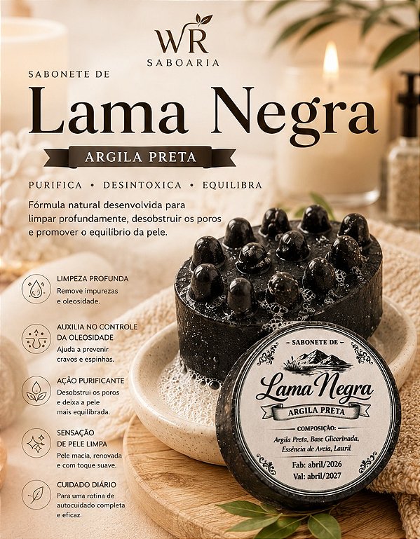 Sabonete artesanal Lama Negra