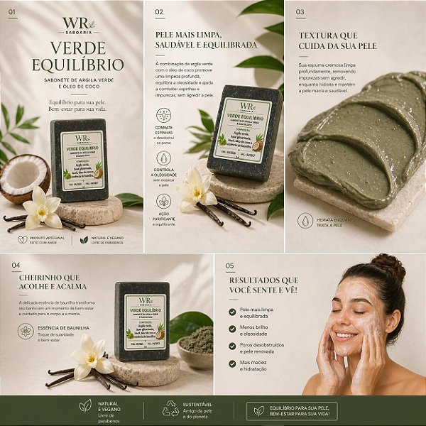 Sabonete artesanal Verde Equilíbrio