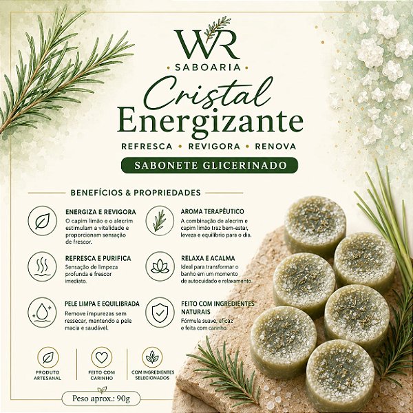 Sabonete artesanal Cristal Energético