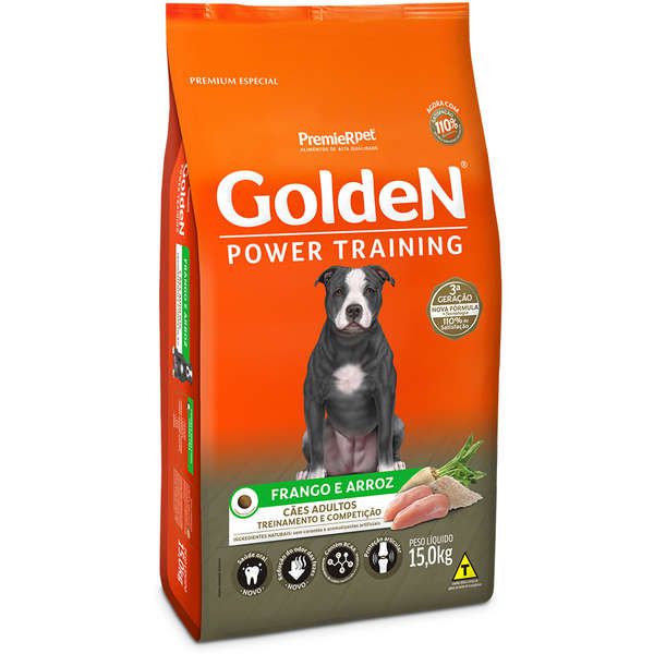 Ração Golden Power Training Cães Adultos Frango E Arroz 15 Kg