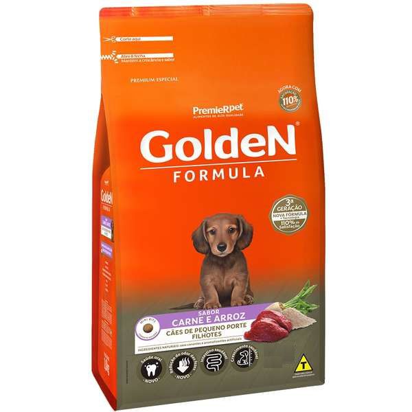 Ração Golden Formula Carne e Arroz para Cães Filhotes de Raças Pequenas