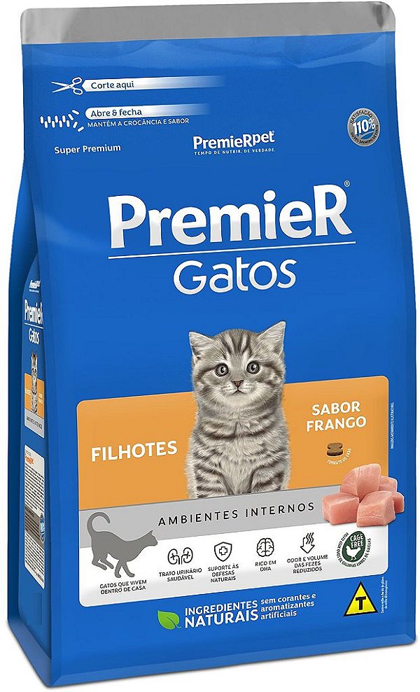 Ração Premier Pet Ambientes Internos Gatos Filhotes Frango