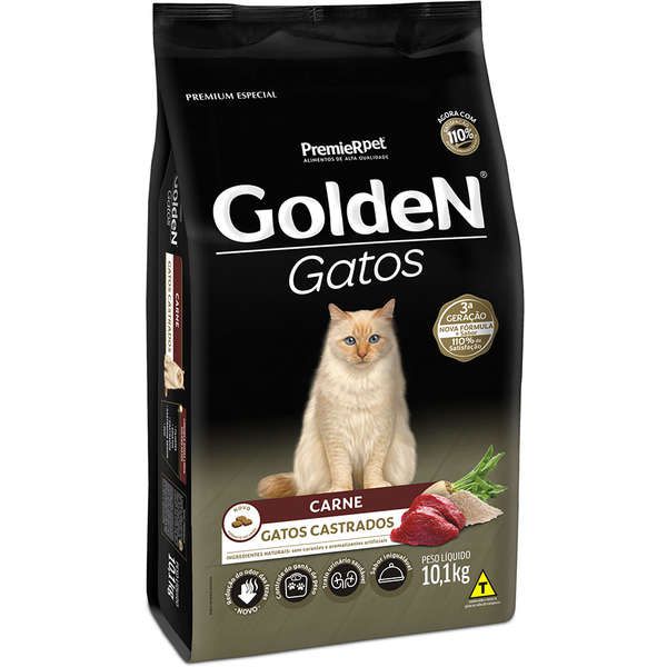 Ração Golden Gatos Castrados Sabor Carne