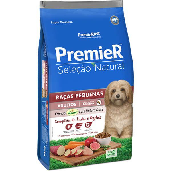Ração Premier Pet Seleção Natural Cães Adultos Raças Pequenas Frango Korin com Batata Doce