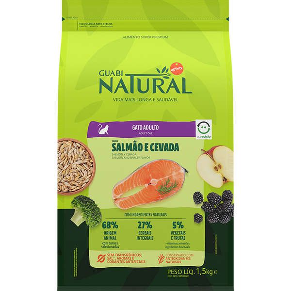 Ração Guabi Natural Salmão e Cevada para Gatos Adultos