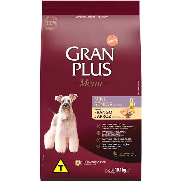 Ração GranPlus Menu Frango e Arroz para Cães Sênior Mini