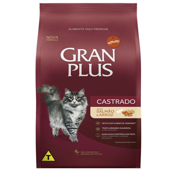 Ração Affinity PetCare Gran Plus Salmão e Arroz para Gatos Castrados Adultos