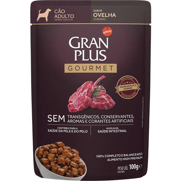 Ração Úmida Gran Plus Gourmet Sachê Ovelha para Cães Adultos 100g