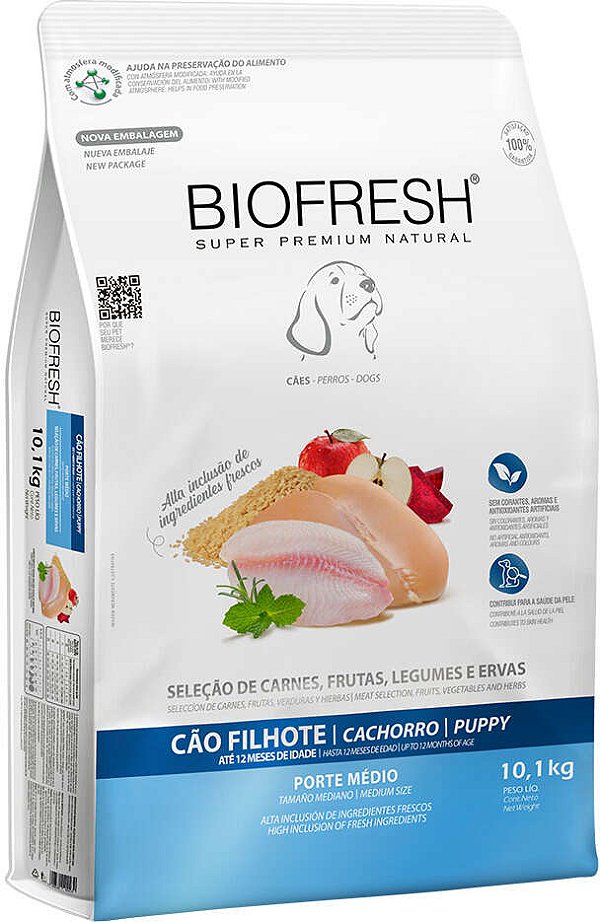 Ração Biofresh Super Premium Cães Filhotes de Raças Médias