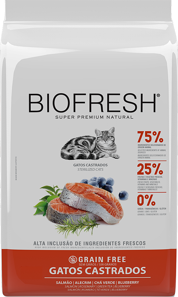 Ração Hercosul Biofresh Salmão para Gatos Castrados