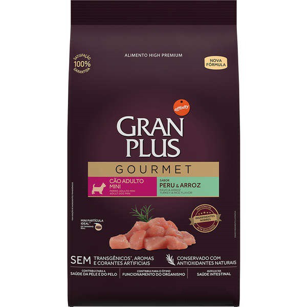 Ração Gran Plus Gourmet Peru & Arroz para Cães Adultos Raças Mini