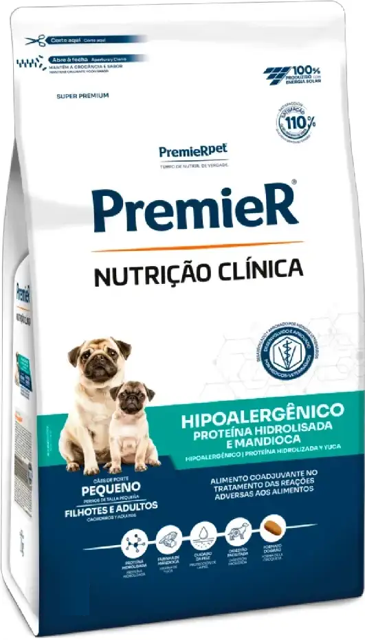 Ração Premier Nutrição Clínica Hipoalergênico Mandioca para Cães Adultos Pequeno Porte