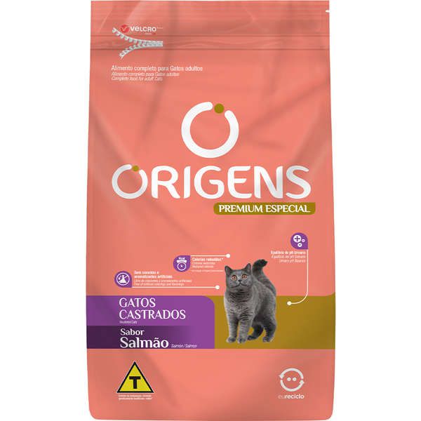 Ração Origens Premium Especial Salmão Gatos Castrados