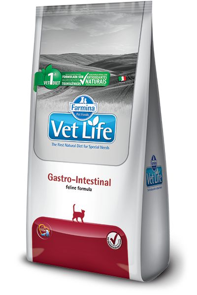 Ração Farmina Vet Life Gastro Intestinal para Gatos Adultos com Dificuldades Digestórias