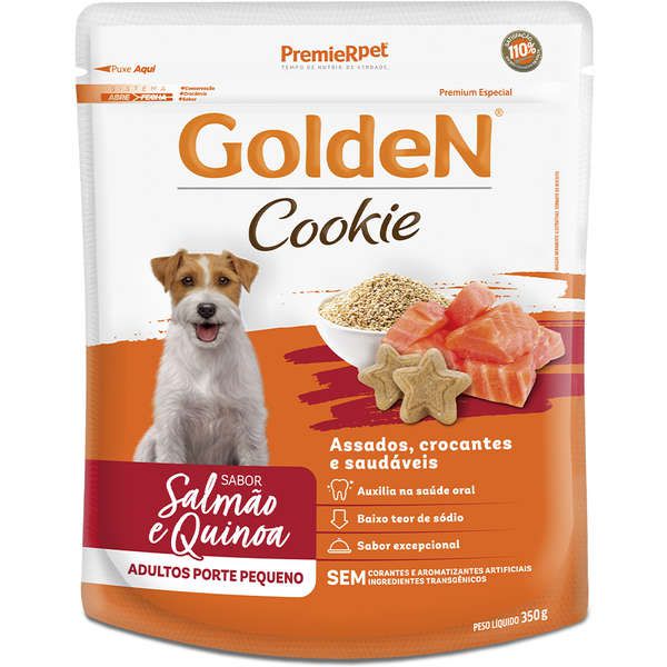 Biscoito Premier Pet Golden Cookie Salmão e Quinoa para Cães Adultos Porte Pequeno 350g