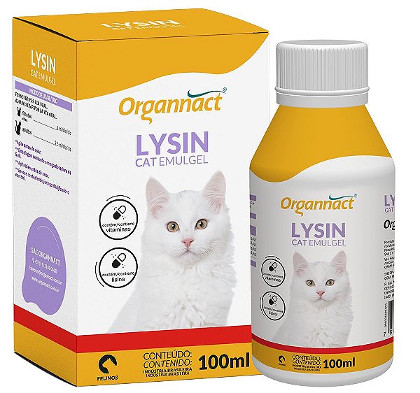Suplemento Alimentar Organnact Lysin Cat Emulgel 100ml