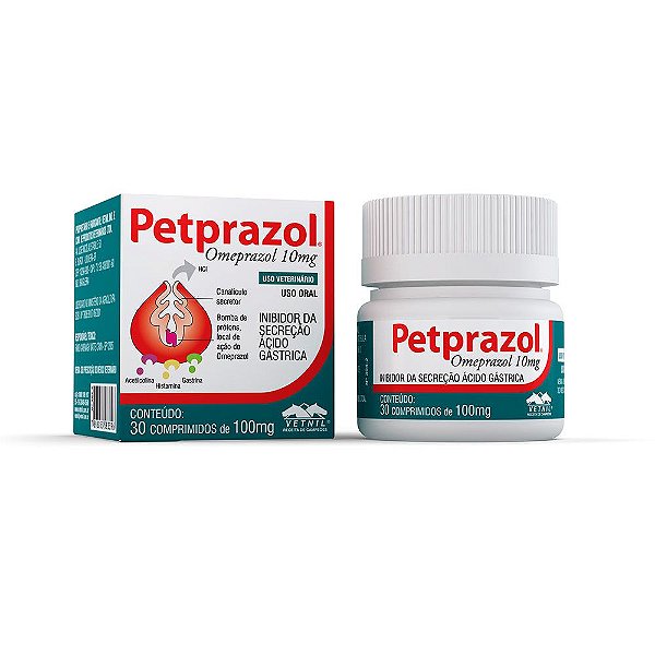 Omeprazol Para Cães E Gatos Petprazol Vetnil 10mg 30 Comprimidos