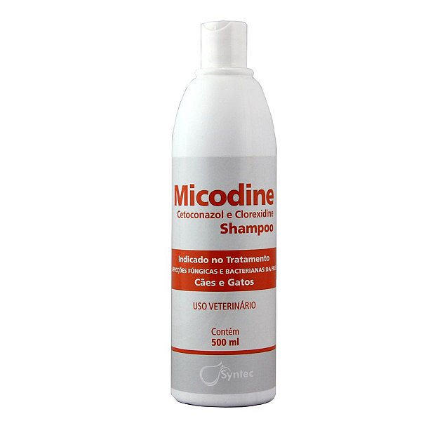 Micodine Shampoo Syntec Cetoconazol e Clorexidine Cães e Gatos 500ml