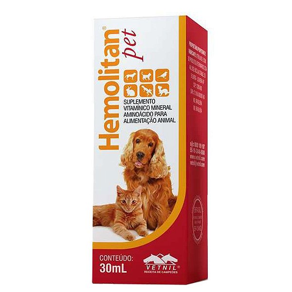 Suplemento Vitamínico Hemolitan Pet Gotas 30mL