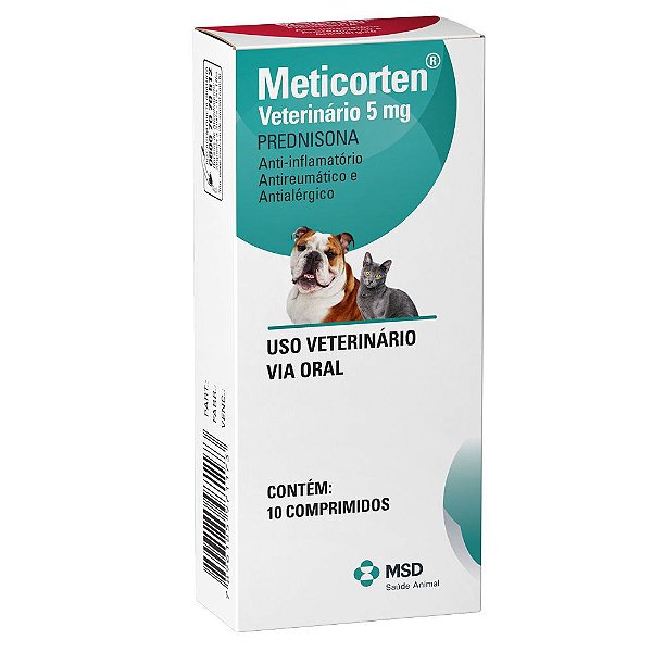 Anti-inflamatório Msd Meticorten Vet De 10 Comprimidos - 5 Mg