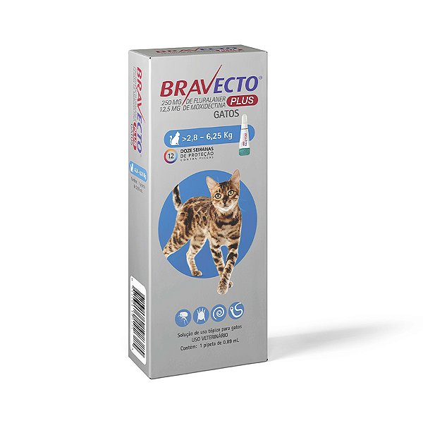 Anti Pulgas Bravecto Plus para Gatos de 2,8kg a 6,2kg