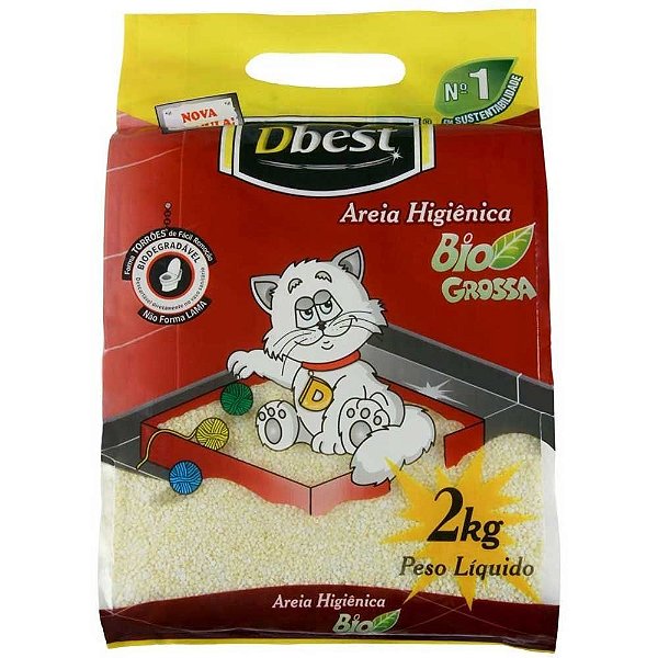 Areia Higiênica Dbest Bio Grossa 2kg Biodegradável