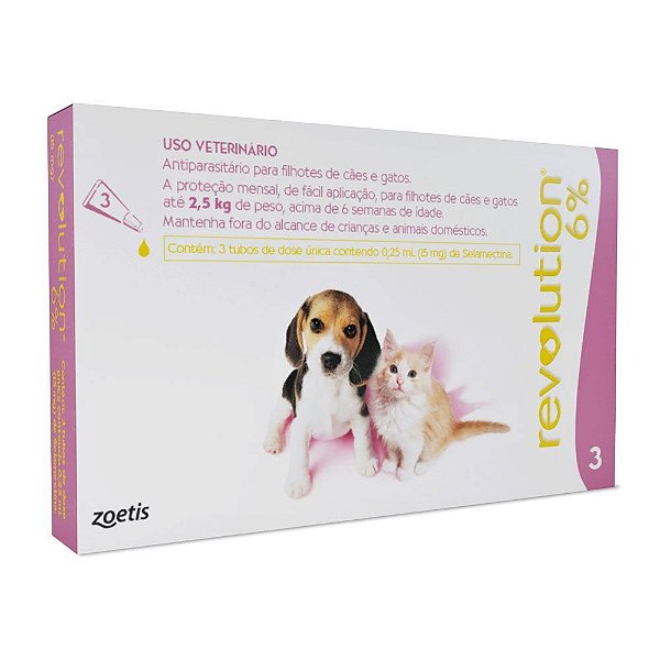 Antipulgas e Carrapatos Zoetis Revolution 6% Cães e Gatos de até 2,5Kg 15mg