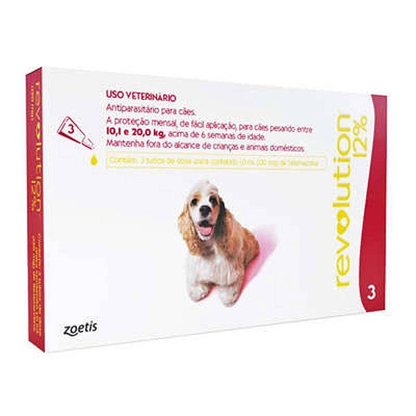 Antipulgas e Carrapatos Revolution 12% Cães de 10 a 20kg 120mg