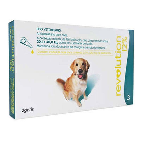 Antipulgas e Carrapatos Zoetis Revolution 12% para Cães de 20 a 40Kg 240mg