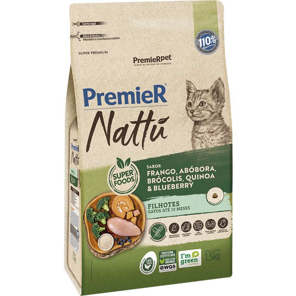 Ração PremieR Nattú Abóbora para Gatos Filhotes 1,5 Kg